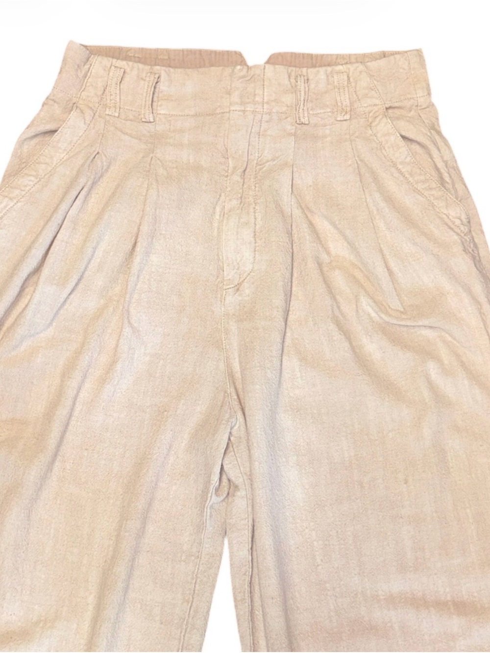 Free People Viscose Linen Relaxed Women’s Trousers Cream Size 4 - Picture 4 of 11